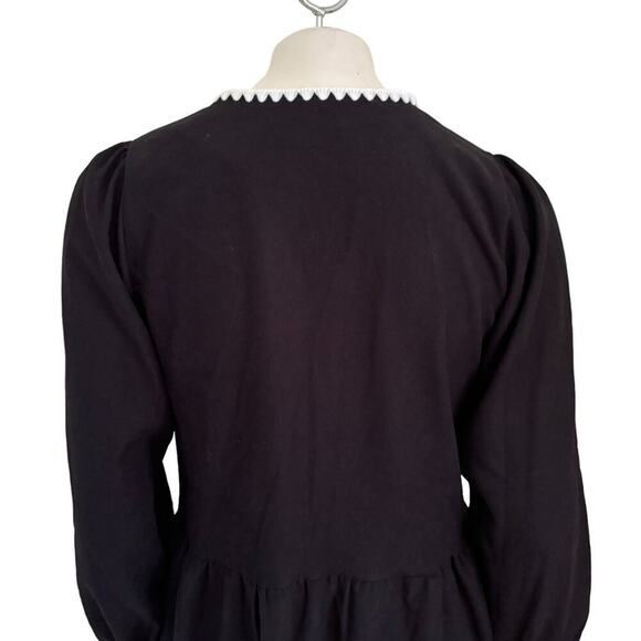 JINCHAN Corduroy Dress Black Long sleeve Button front Crochet lace trim SZ 8 - Picture 6 of 10